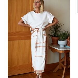 Emerson Fry DRAWSTRING SKIRT - TIE DYE TERRACOTTA Size S